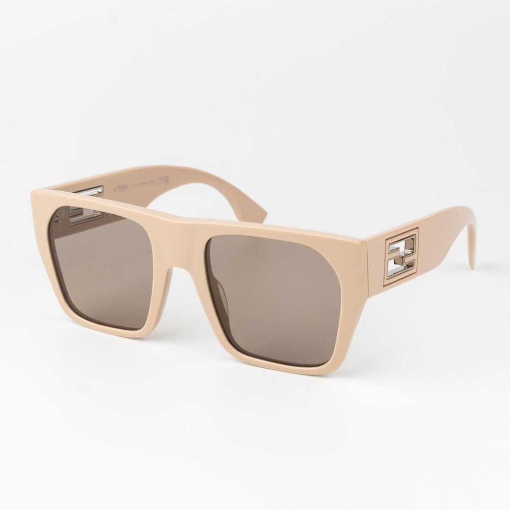 Fendi BAGUETTE Women Sunglasses Square Khaki Brown FE40124I 57E BRAND NEW